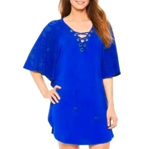 Dotti Royal Blue Lace-Up Swim Coverup